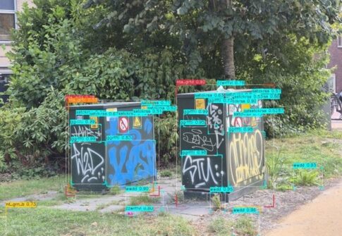 Graffiti en stickers op nutskasten