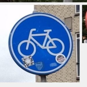 Beplakking en graffiti op verkeersbord, niveau C