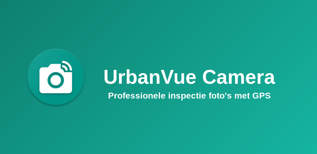 Promobanner van de UrbanVue Camera-app: professionele inspectiefoto's met GPS.
