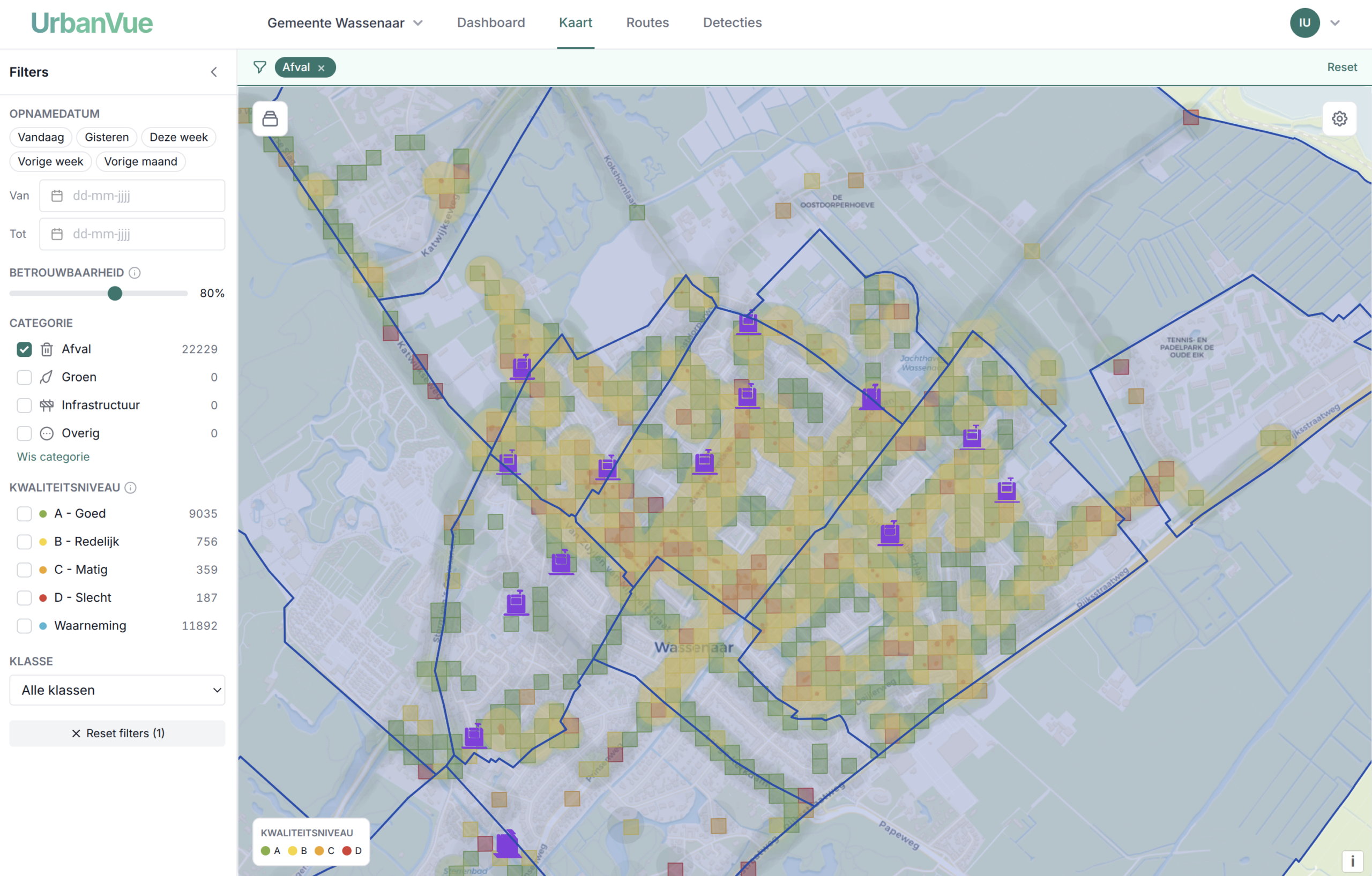 Het UrbanVue Platform: detecties op de kaart met CROW-kwaliteitsniveaus